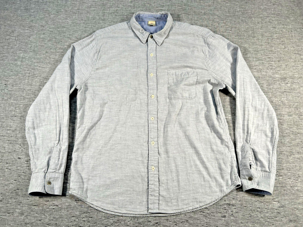 Faherty Reversible Shirt Mens Large Blue Grey Long Sleeve Cotton Button-Up